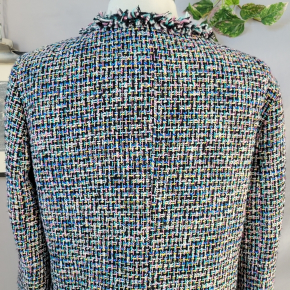 J. Crew Metallic Tweed Lady Jacket Blazer Rainbow Multicolor Black 8 - Picture 5 of 16